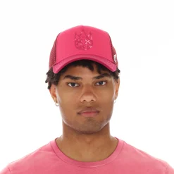 CLEAN LOGO MESH BACK TRUCKER CURVED VISOR IN VINTAGE RED