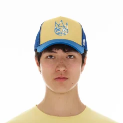 CLEAN LOGO MESH BACK TRUCKER CURVED VISOR IN VINTAGE YELLOW