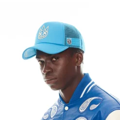 CLEAN SHIMUCHAN LOGO MESH BACK TRUCKER HAT IN ELECTRIC BLUE