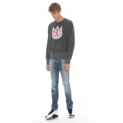 CREW NECK FLEECE IN CHARCOAL