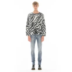 CREW NECK SWEATER IN ZEBRA