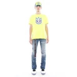 3D CLEAN SHIMUCHAN LOGO SHORT SLEEVE CREW NECK TEE IN HIGHLIGHTER GREEN