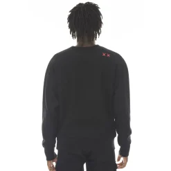 FRENCH TERRY CREW NECK SWEATSHIRT "CROSS" IN BLACK
