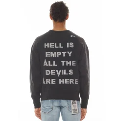 FRENCH TERRY CREWNECK SWEATSHIRT "CRYSTAL SKULL" IN BLACK