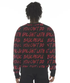 FRENCH TERRY CREWNECK SWEATSHIRT "CANT DO EPIC SHIT" IN BLACK