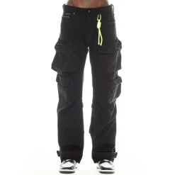 GRUNGE BAGGY CARGO JEANS IN BLACK TWILL