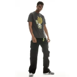 GRUNGE BAGGY CARGO JEANS IN BLACK TWILL