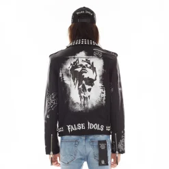 LEATHER MOTO JACKET IN BLACK