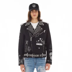 LEATHER MOTO JACKET IN BLACK