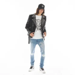 LEATHER MOTO JACKET IN BLACK