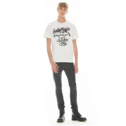 LUCKY BASTARD SHORT SLEEVE CREW NECK TEE IN WHITE