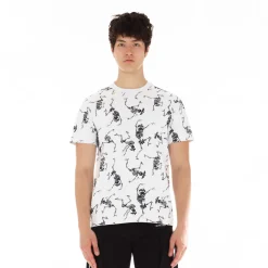 LUCKY BASTARD SHORT SLEEVE CREW NECK TEE "SKELETON" IN WHITE