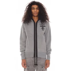 LUCKY BASTARD ZIP HOODY IN HEATHER GREY