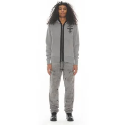 LUCKY BASTARD ZIP HOODY IN HEATHER GREY
