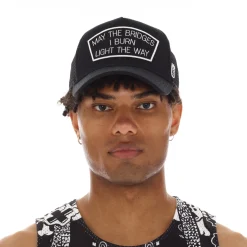 MAY THE BRIDGES I BURN TRUCKER HAT IN BLACK