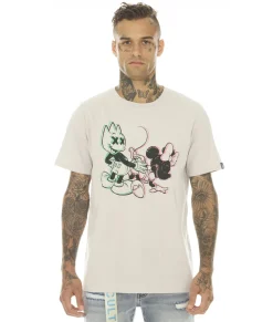 MENS T-SHIRT SLEEVE CREW NECK TEE "BAD BOY MICK"' IN SILVER GREY