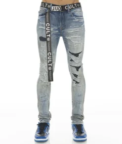 PUNK SUPER SKINNY STRETCH W/ BELT IN AZTEC