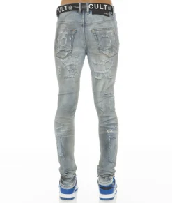 PUNK SUPER SKINNY STRETCH W/ BELT IN AZTEC