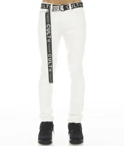 PUNK SUPER SKINNY STRETCH /w BELT IN WHITE GRUNDGE