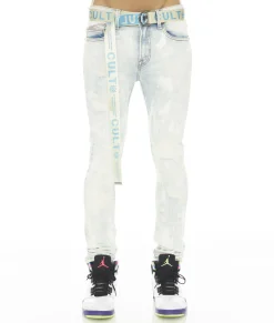PUNK SUPER SKINNY STRETCH W/ BELT IN SKY
