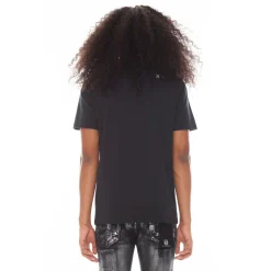 SHIMUCHAN BRUSHED LOGO SHORT SLEEVE CREW NECK TEE 26/1'S IN BLACK