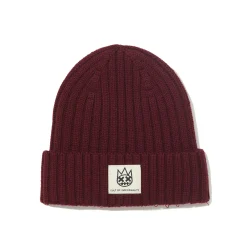 SHIMUCHAN LOGO KNIT HAT IN VINTAGE MERLOT