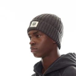SHIMUCHAN LOGO KNIT HAT IN VINTAGE CHARCOAL