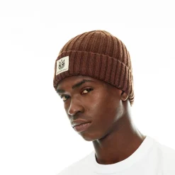SHIMUCHAN LOGO KNIT HAT IN VINTAGE BROWN