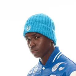 SHIMUCHAN LOGO KNIT HAT IN ELECTRIC BLUE