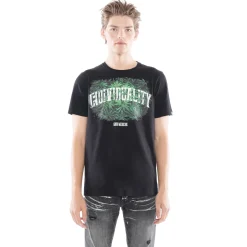 SHORT SLEEVE CREW NECK TEE "GOOD MEDICINE" IN BLACK