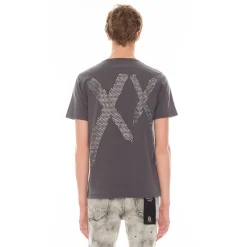 SHORT SLEEVE CREW NECK TEE 26/1'S "XX" IN CHARCOAL