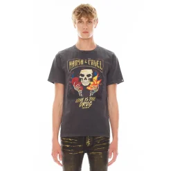 SHORT SLEEVE CREW NECK TEE 26/1'S "HARSH & CRUEL" IN VINTAGE CHARCOAL