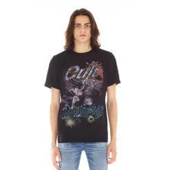 SHORT SLEEVE CREW NECK TEE "SURFER" IN BLACK