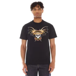 SHORT SLEEVE CREW NECK TEE "LUCKY BAT" IN BLACK