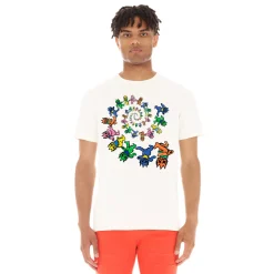 SHORT SLEEVE CREW NECK TEE "DANCING BEARS" IN WINTER WHITE