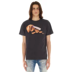 SHORT SLEEVE CREW NECK TEE "FORTUNE" IN VINTAGE CHARCOAL