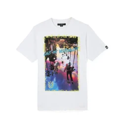 SHORT SLEEVE CREW NECK TEE "TURNING THE WORLD" IN WHITE
