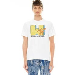 SHORT SLEEVE CREW NECK TEE "WTF" IN WHITE