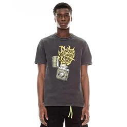 SHORT SLEEVE CREW NECK TEE "LIGHT UP THE SKY" IN VINTAGE CHARCOAL