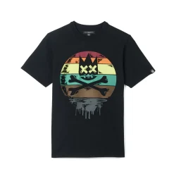 SHORT SLEEVE CREW NECK TEE "MELTING SUN" IN PIRATE BLACK