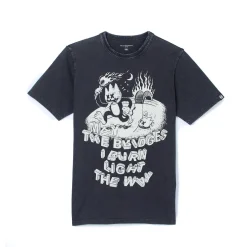 SHORT SLEEVE CREW NECK TEE "MAY THE BRIDGES I BURN" IN VINTAGE CHARCOAL