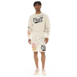 SWEATSHORTS IN WINTER WHITE GRAFFITI