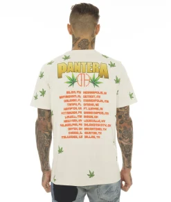 T-SHIRT SHORT SLEEVE CREW NECK TEE "PANTERA 420" IN CREAM