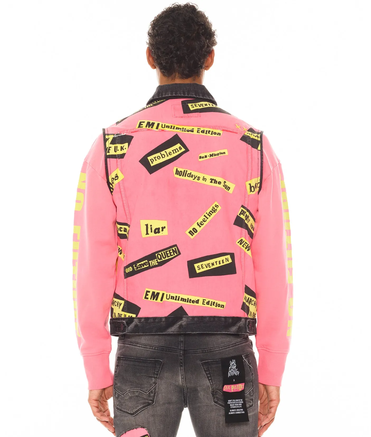 TYPE II JACKET WITH ZIP OFF SLEEVES "SEX PISTOLS" IN BOLLOCKS