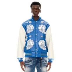 VARSITY PAISLEY JACKET IN ROYAL BLUE